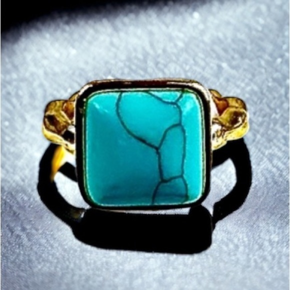 Classic Big‎ Square Turquoise Women's Ring - Picture 1 of 5